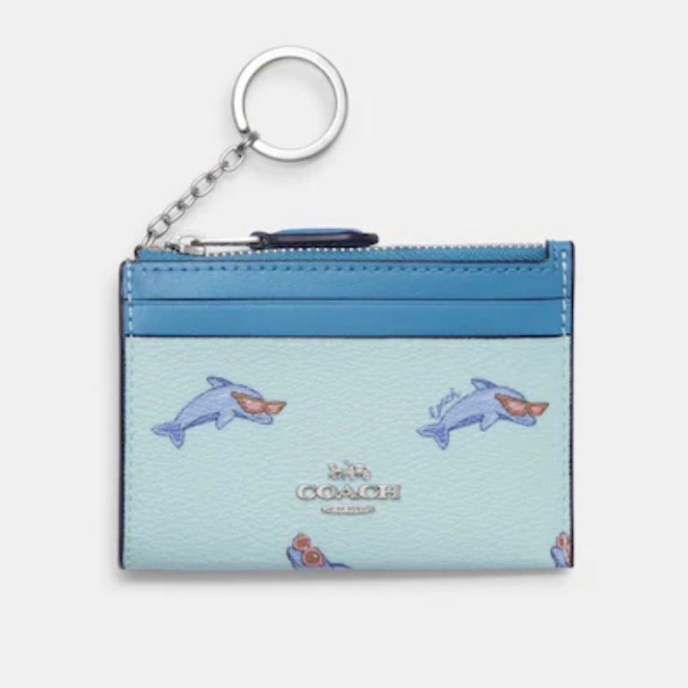 Authentic Coach Mini Skinny ID Case in Dolphin Print NWT LIMITED PRINT